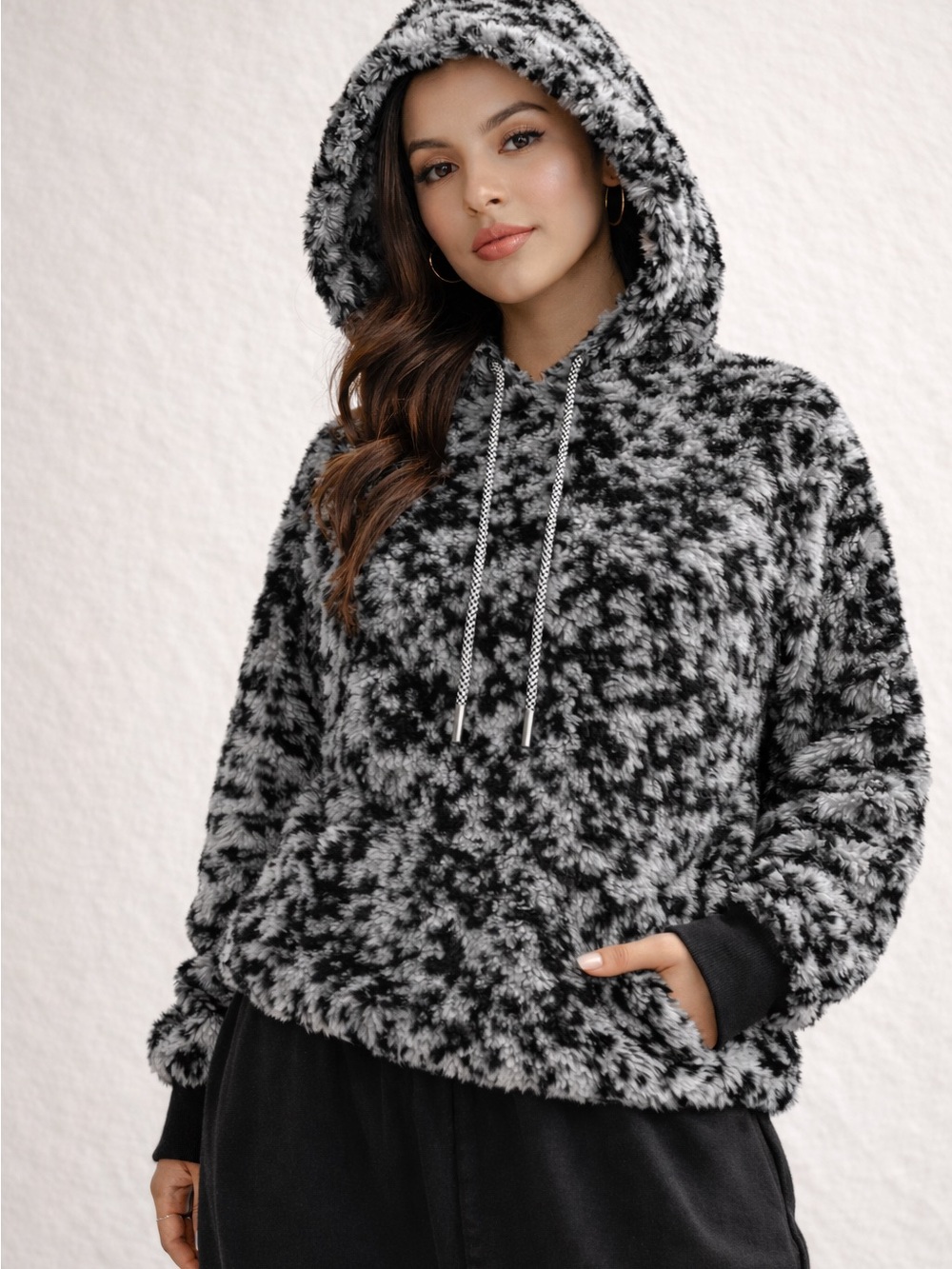 Athleta Tugga Fuzzy Sherpa Jacquard Hoodie Size Medium